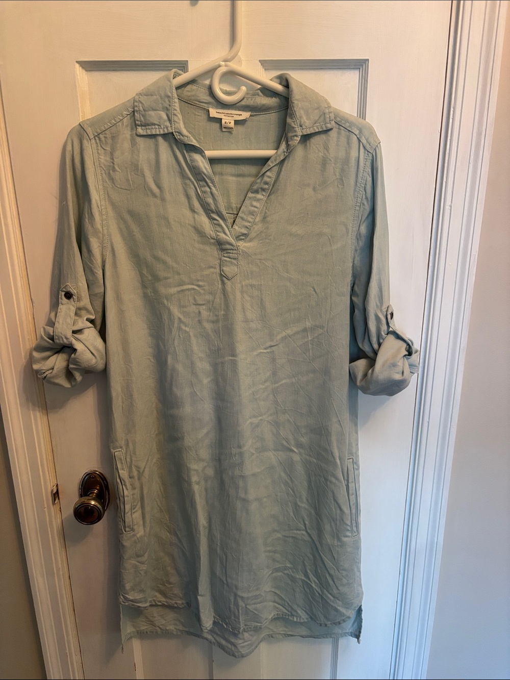 beachlunchlounge Sage Green Long-Sleeve Tunic Dress